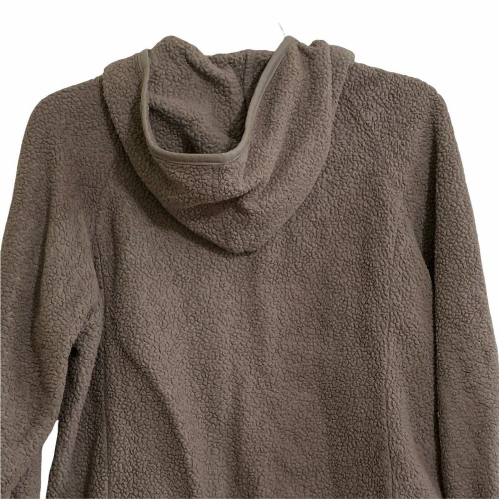 Carmin Brown Size Large Fleece Sherpa Hooded Zippered Jacket - Picture 4 of 6